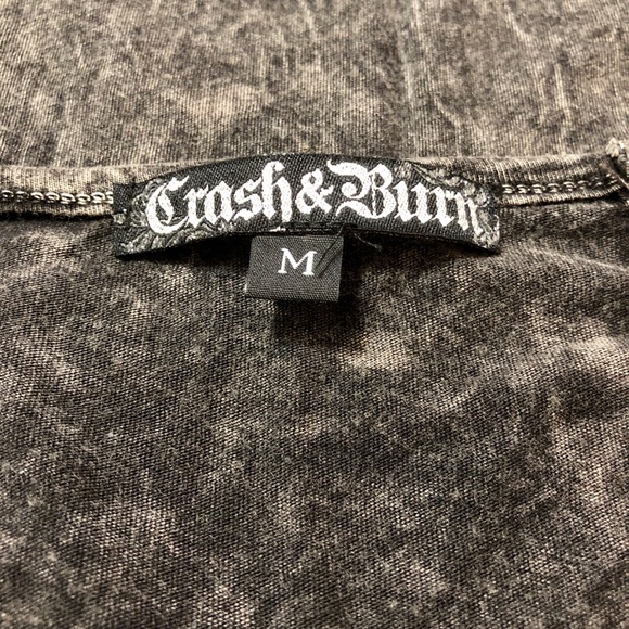 Crash & Burn Women’s Black S/S Graphic T-shirt with Rhinestone Studded Cross - M - Picture 6 of 17